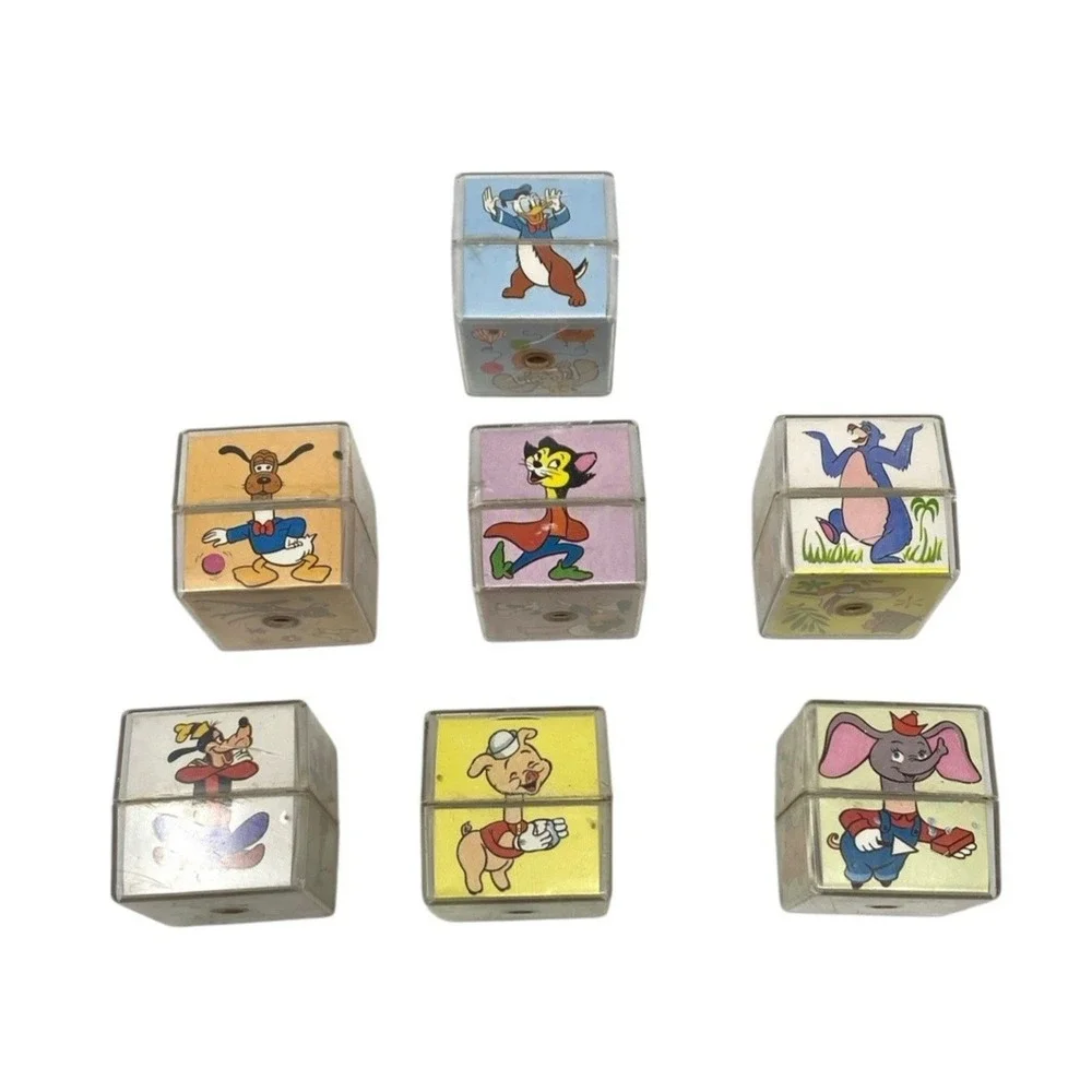 Vintage Disney 1966 Character Turn-Abouts Twist Block Toys COMPLETE SET HTF